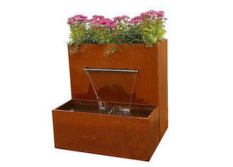 waterfall_herb_planter_corten_steel_water_feature_for_outside_garden_decor