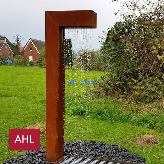 Corten Steel瀑布喷泉柱