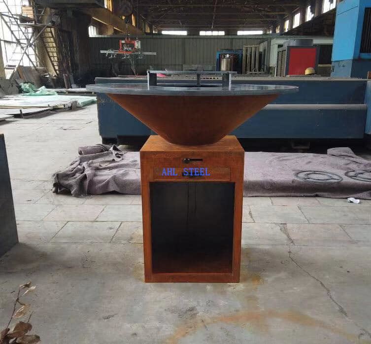 圆形烤肉烤架户外火坑