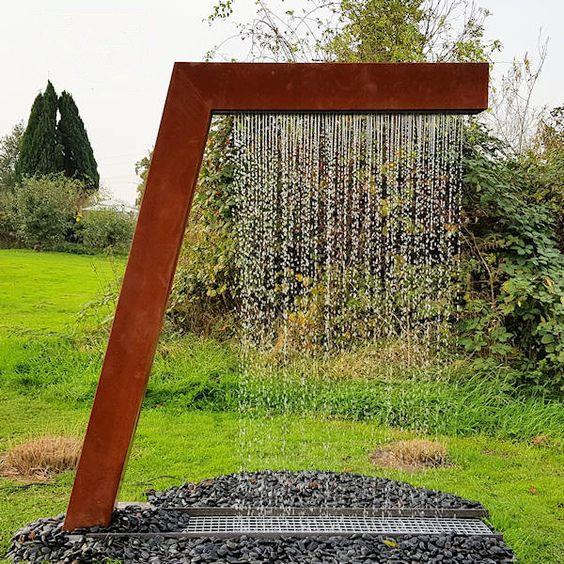 Corten钢雨窗帘花园喷泉