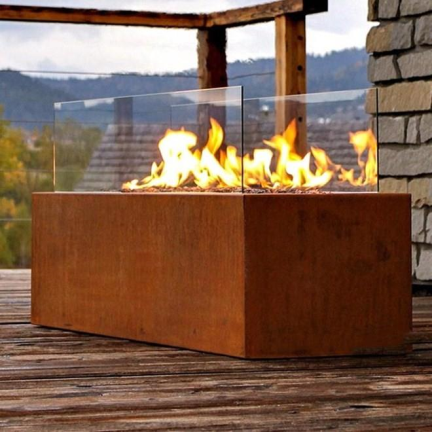 户外钢天然气燃烧器矩形Firepit