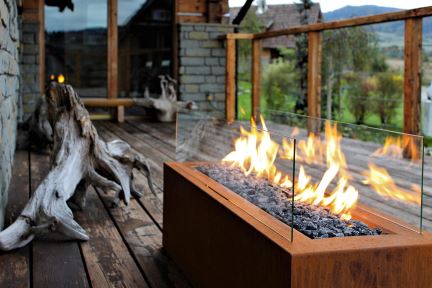 Corten Rust Iron Gas Fire Pit