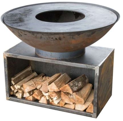 Corten BBQ表与木质存储