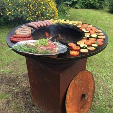 Corten Steel Fire Pit Camping BBQ Grill