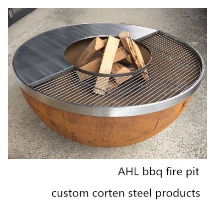 Corten Steel Firepit Grill BBQ