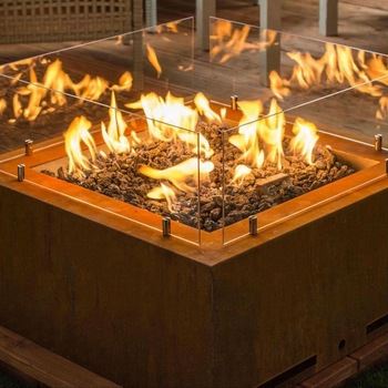 Square Corten Gas Fire Pit